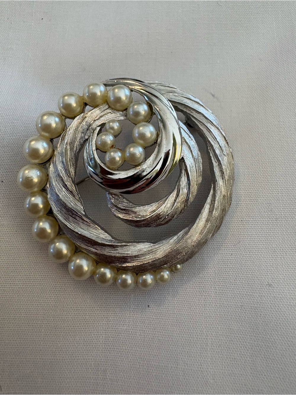 Silver-Tone Pearl Spiral Brooch - Women's Jewelry